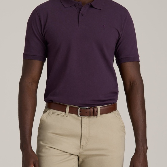 American Tall Men's Tall Classic Polo with Embroidered Logo in Midnight Plum Siz - Picture 1 of 3